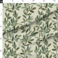Various Fabrics by the Yard or Fat Quarter Olive Branches Green Leaves Sage Earth Tones Custom Printed Fabric by Spoonflower