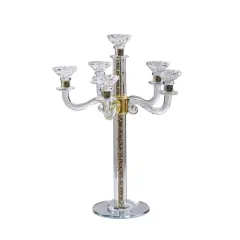 Crystal Candelabra with Mirrored Base 6 Arms Gold Silver