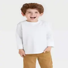 Rabbit Skins&reg; Toddler Cotton Jersey Long Sleeve Crewneck Tee - 3311 White