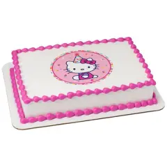 Hello Kitty Party Hat PhotoCake&reg; Edible Cake Topper Icing Image for 1/4 Sheet cake or larger