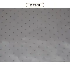 Mini Star Silky Satin Fabric 60" Wide 100% Polyester White silver star