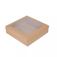 12 Brown 9" Disposable Bakery CAKE BOXES Window FAVOR HOLDERS Party Events