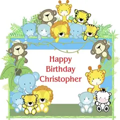 Jungle Animals Edible Cake Topper Decoration for 1/4 sheet cake or larger