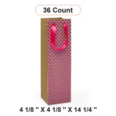 Polka Dot Embossed Wine Tote 4 1/8'' x 4 1/8'' x 14 1/4''