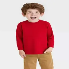 Rabbit Skins&reg; Toddler Cotton Jersey Long Sleeve Crewneck Tee - 3311 Red