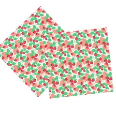 Strawberry Leaves Blush Mush Printed Spandex Fabric