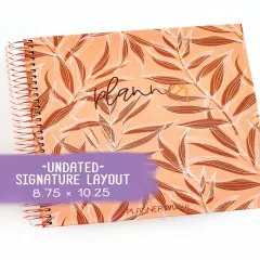 Undated Planner - Signature Layout, Spiral Bound - "Golden Leaves" (#007)