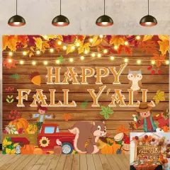 Happy Fall Y'all Banner Backdrop 7X5FT Fall Festival Decorations Banner