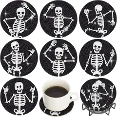 8 Pcs Diamond Coasters Skull Diamond Painting Coasters