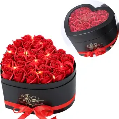30pcs Artificial Red Roses in a Heart Shape Box