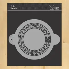 Greek Key Circle Cake Stencil | C148 by Designer Stencils | Cake Decorating Tools | Baking Stencils for Royal Icing, Airbrush, Dusting Powder | Reusable Plastic Food Grade Stencil for Cakes | Easy to Use & Clean Cake Stencil