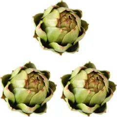 3-Pack Large Green Faux Artichokes - Artificial Vegetables and Fake Fruits