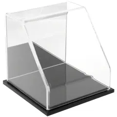 Plymor Clear Acrylic Slanted Front Display Case, 6" x 6" x 6" Black (Mirrored)