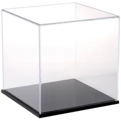 Plymor Clear Acrylic Display Case, 10" x 10" x 10" Black