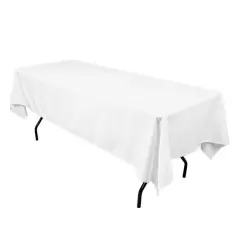 1 Yard White Rectangle Polyester Tablecloth 60 Inch Wide Washable Table Cover for 6 Foot Table