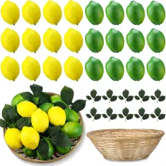 Fake Lemon Limes Artificial Fruits Yellow Green - (24 Pcs)