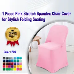 1 Piece Pink Stretch Spandex Chair Cover for Stylish Folding Seating