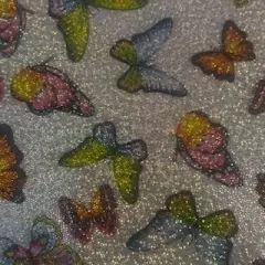 1 Yard Butterfly Hologram Polyester Spandex Fabric for Creative Wearables, Party Outfits, and DIY Designs 60 Inch Width White Silver