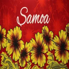 Hibiscus Samoa Polyester Sarong 72" L x 45" W, 100% Polyester Red