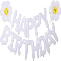 2pcs Daisy Balloons, Birthday Party Decorations,3D Mylar Foil Letter Birthday Balloons