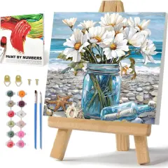 Flowers Paint by Numbers Kit for Adults Beginner, Daisy Paint by Numbers -9.84x9.84 inch