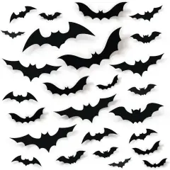 68Pcs Bat Wall Decor, Halloween Decorations 3D Bats Wall Decor