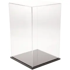 Plymor Clear Acrylic Display Case, 9" W x 9" D x 14" H Black Base