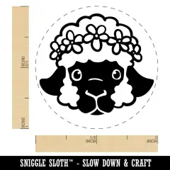 Easter Lamb Head Flower Crown Self-Inking Rubber Stamp Crafting Planners Lime Green