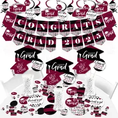Big Dot of Happiness 2025 Maroon Graduation Party Supplies - 387 Piece Decoration Kit - Fundle Bundle