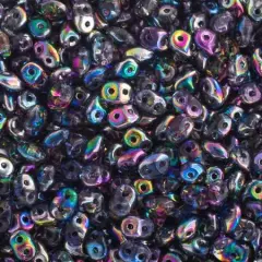 Matubo 2-Hole Czech Glass Crystal Finishes Superduo Beads, 100g Magic Blue Pink