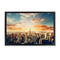 Stupell Industries Golden Hour Cityscape Sunset Floating Frame, design by LSR Creative Studio