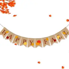 Burlap Happy Fall Banner (	Orange)