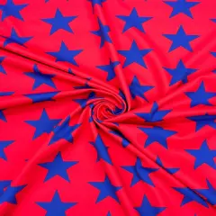 1 Yard Red and Blue Star Print Spandex Fabric for Swimwear Leggings Costumes 58"/60" Width