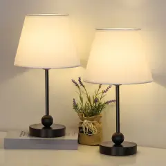 Modern Metal Table Lamp with Linen Shade UL Certified Bedside Light for Bedroom, Office, or Nursery Safe Non-Slip Base, Cozy Ambiance