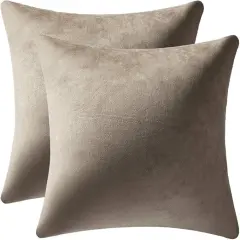 Decorative Pillow Covers 18x18 Taupe: 2 Pack Cozy Soft Velvet Square Throw Pillow Cases for Farmhouse Home Decor