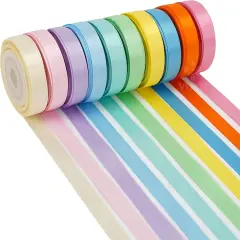 Pastel Rainbow Satin Ribbon Set &ndash; 3/8" x 50 Yards, Colorful Assorted Ribbons for Crafts, Gift Wrapping, Party Decorations, DIY Projects, and Handmade Hair Bows