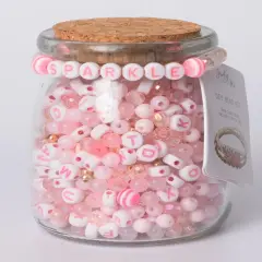 Pink Sparkle White and Pink Letter Diy Bead Jar