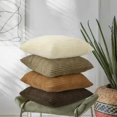 Throw Pillow Covers 18x18, Set of 4 Multi-Color Matching Square Soft Throw Pillow Cases Modern Stripes Couch Pillows for Living Room Home Bedroom Sofa Car Office Decor, 45x45cm/Brown
