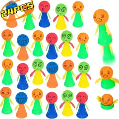 24Pcs Jumping Spring Rockets Launchers Toys-Fidget Emoticon Popper Toy Bouncy for Kids Toddlers Party Favors,Birthday Return Gifts,Valentines Day Gifts Goodie Bag Stuffers,Classroom Rewards Prizes