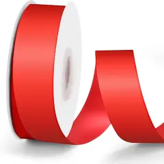 Solid Double Face Fabric Ribbon, 1" X 25 Yards, Polyester Satin Ribbons Perfect for Crafts, Gift Package Wrapping, Wedding Decorations, Baby Shower - Red
