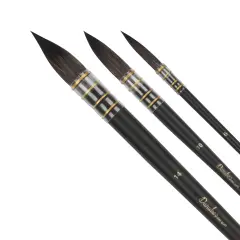 Creative Mark Danube Professional Watercolor Quill Brushes Set of 3 - #6, #10, #14- Kazan Squirrel and Synthetic Hair Watercolor Brushes for Painting