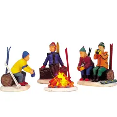 Lemax Skiers' Camp Fire Set Of 4