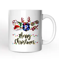 Police Officer Buffalo Plaid Christmas Mug
