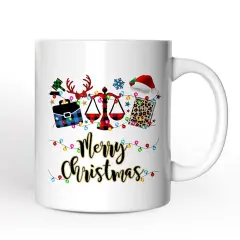 Law and Legal Theme Buffalo Plaid Christmas Mug, Lawyer and Paralegal Clerk Gift
