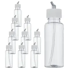 10 Pack Master Airbrush TB-009, 3.4oz Plastic Jar Bottles with 30 Degrees Down Angle Adaptor Lid Assembly, Dual-Action Siphon