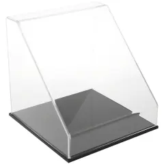 Plymor Clear Acrylic Slanted Front Display Case, 12" x 12" x 12" Black