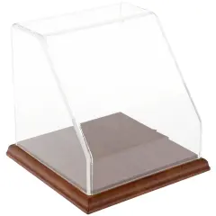 Plymor Clear Acrylic Slanted Front Display Case, 6" x 6" x 6" Hardwood