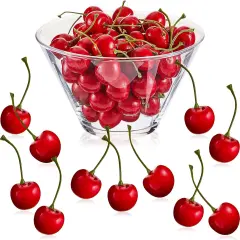 50 Pieces Fake Cherries Artificial Fruit Decorations