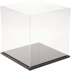 Plymor Clear Acrylic Display Case, 9" x 9" x 9" Black Base