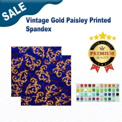 Vintage Gold Paisley Printed Spandex